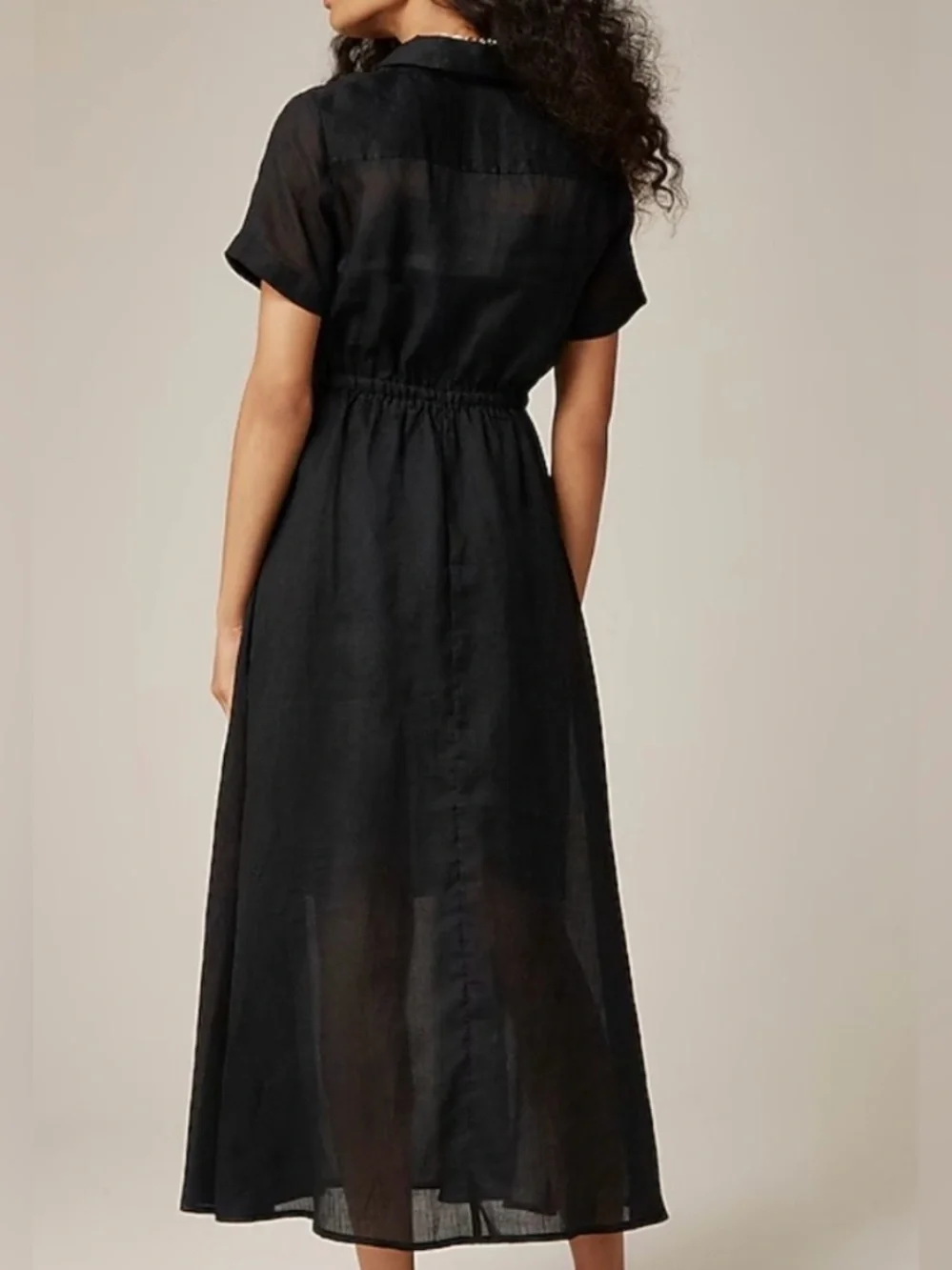 J. Crew Black Cerise shirt-dress in ramie with detachable lining.4T.NWT